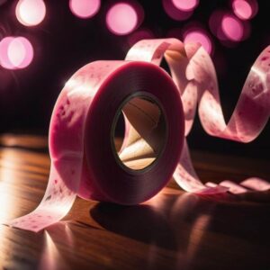 Różowa taśma klejąca na ścianę